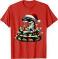 Ball Python Snake Sunglasses Cute Christmas Xmas T-Shirt - Red