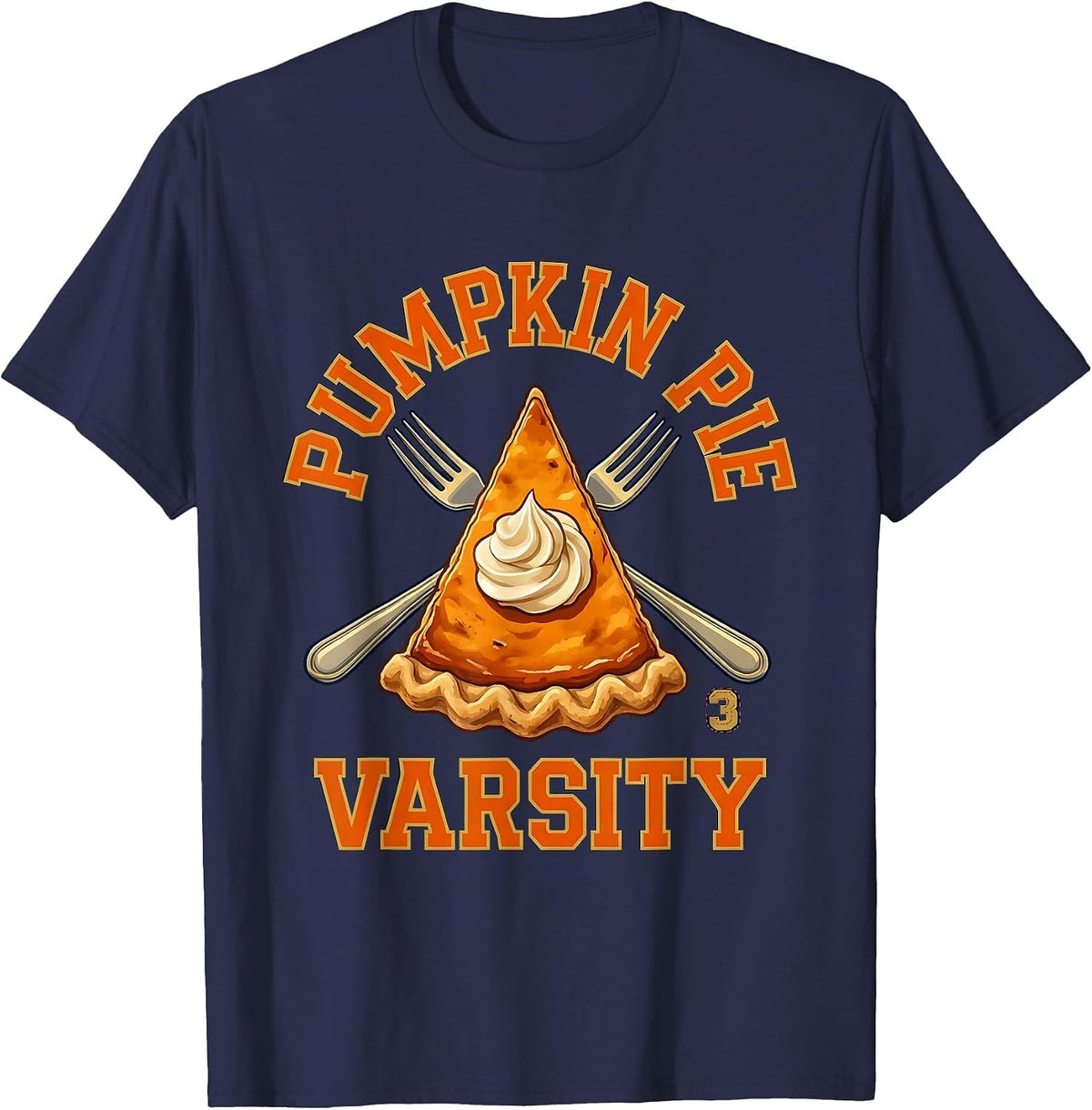 Men's Pumpkin Pie Varsity Funny Thanksgiving Pie Lover Sports T-Shirt - Navy Blue