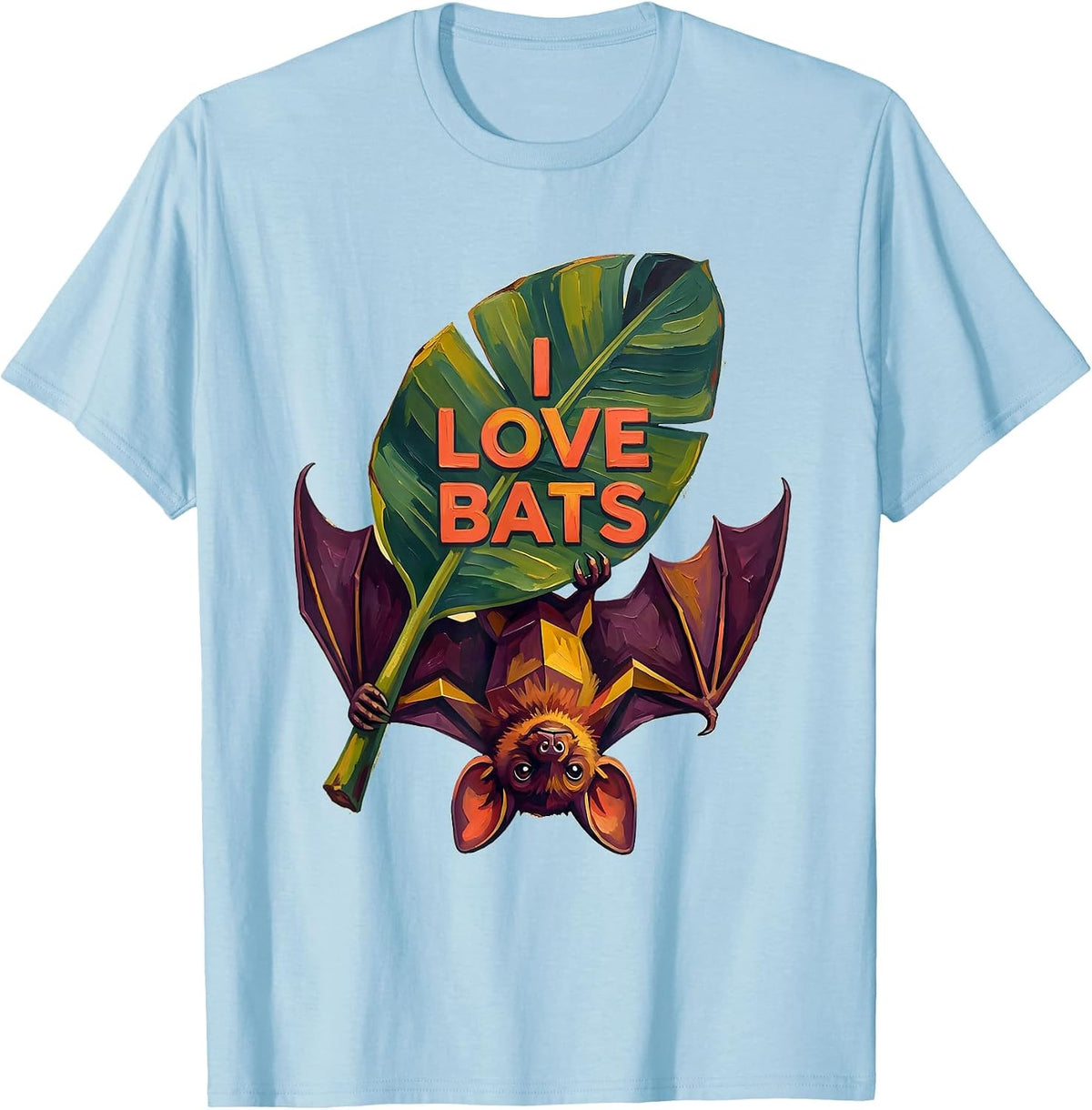 Men's I Love Bats Funny Bat Lover Wildlife Conservation Humor T-Shirt - Baby Blue
