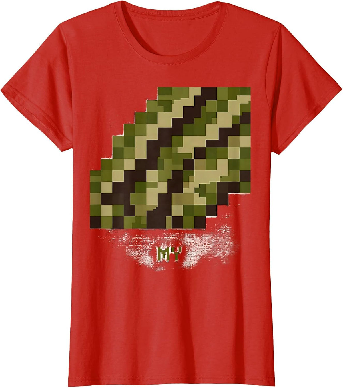 MY Camo Pixel Art Boys Casual Novelty T-Shirt - Red