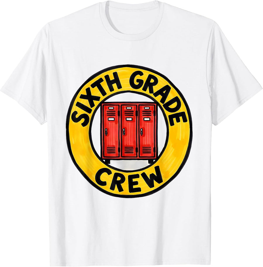 Men's Sixth Grade Crew Funny Middle School Teacher Back To School T-Shirt - White