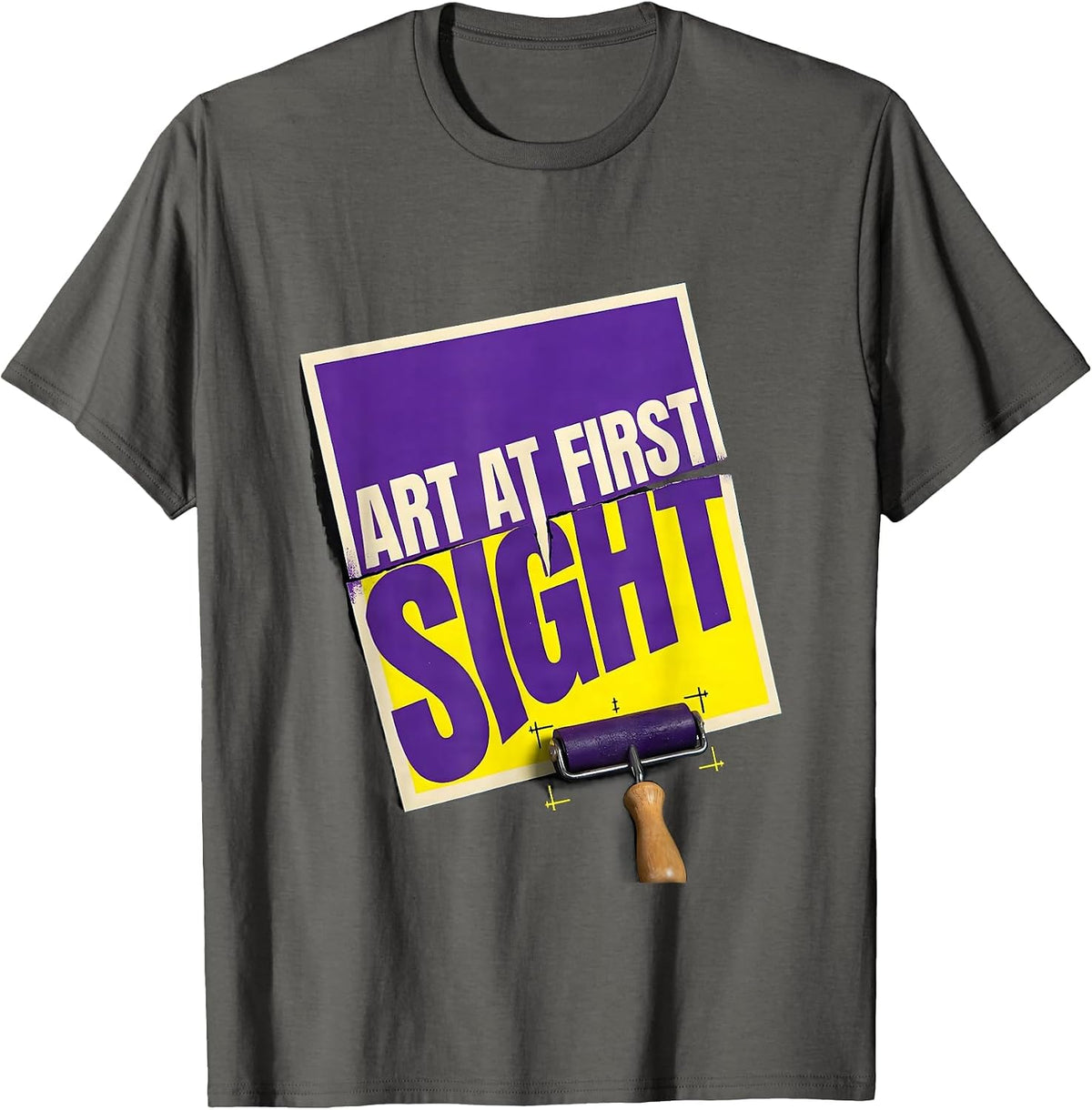 Art At First Sight New Wave Typography Art Teacher Painter T-Shirt - Asphalt Grey