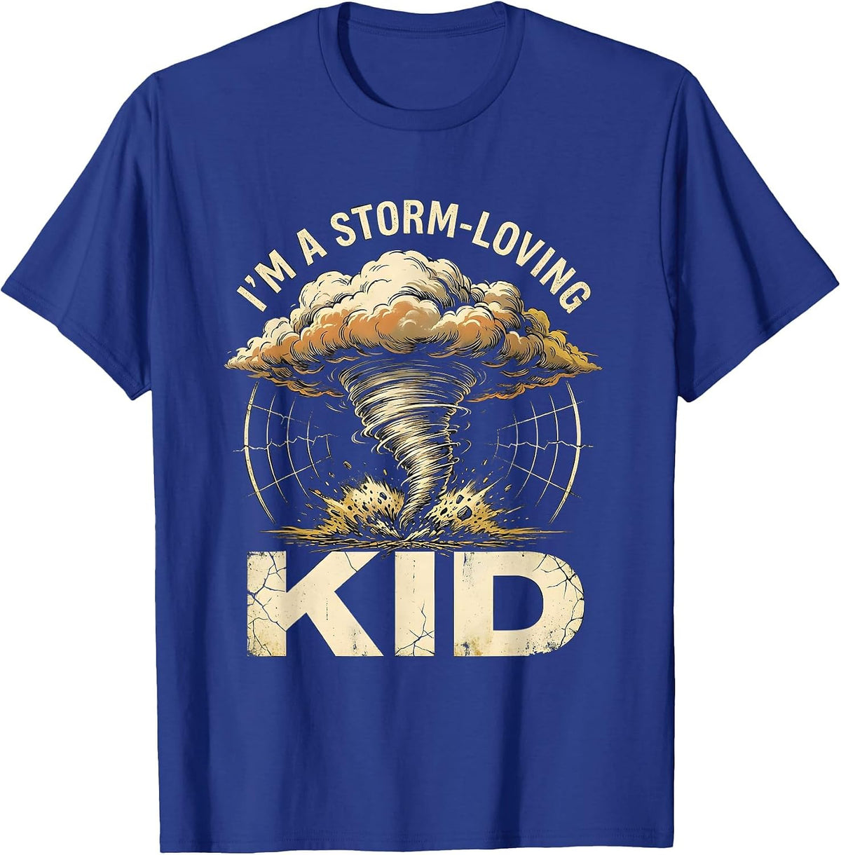 Men's I'm A Storm-Loving Kid Distressed Tornado Chaser Weather T-Shirt - Royal Blue