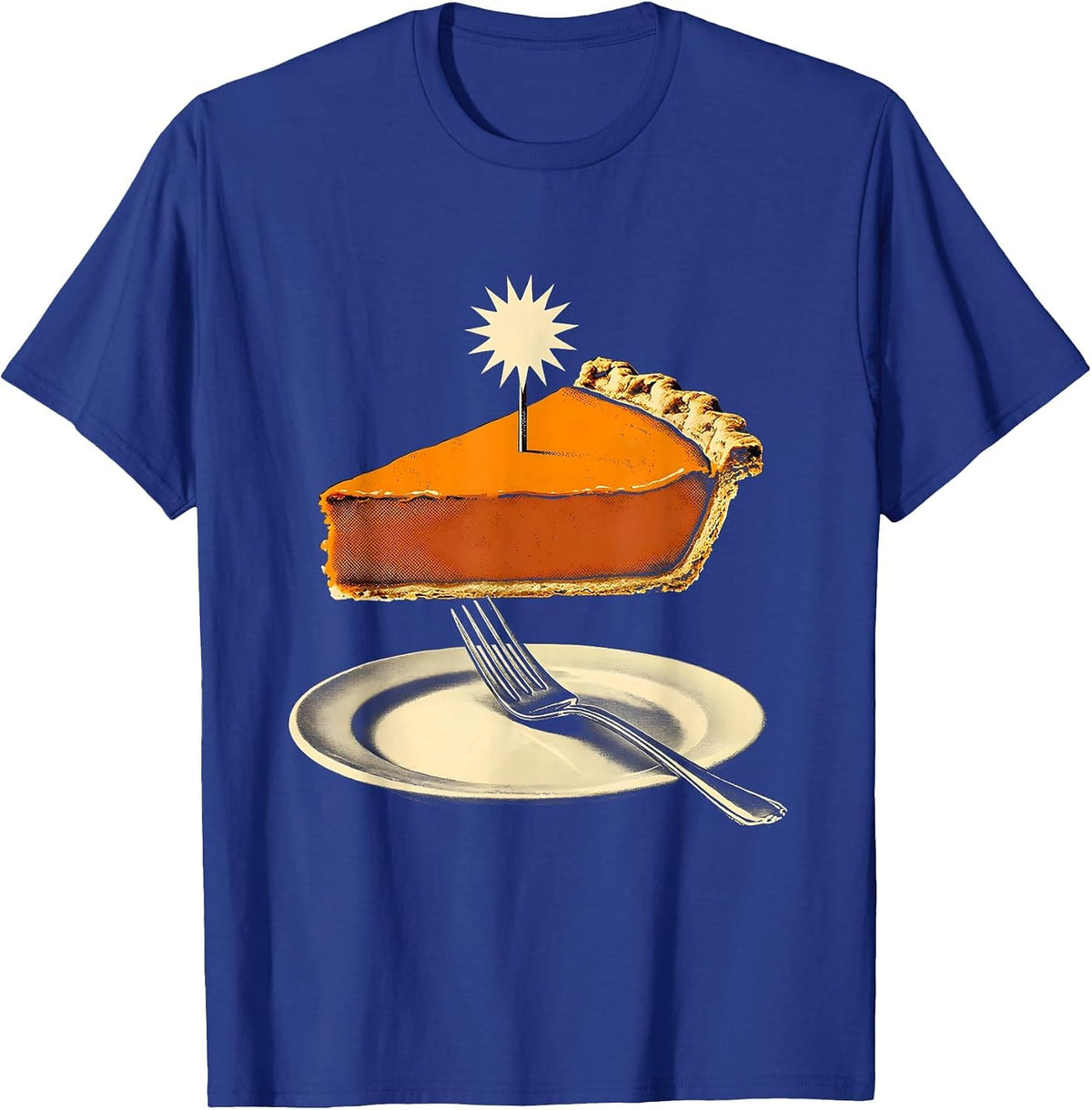 Men's Pumpkin Pie Wedge Playful Thanksgiving Pie Lover Humor T-Shirt - Royal Blue