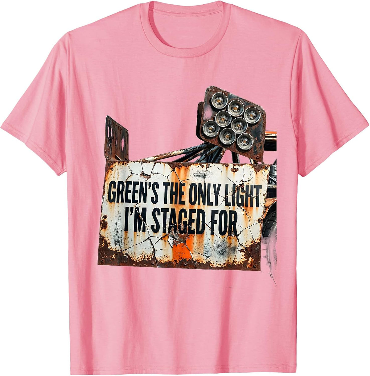 Men's Green's The Only Light I'm Staged For Distressed RC Car T-Shirt - Pink