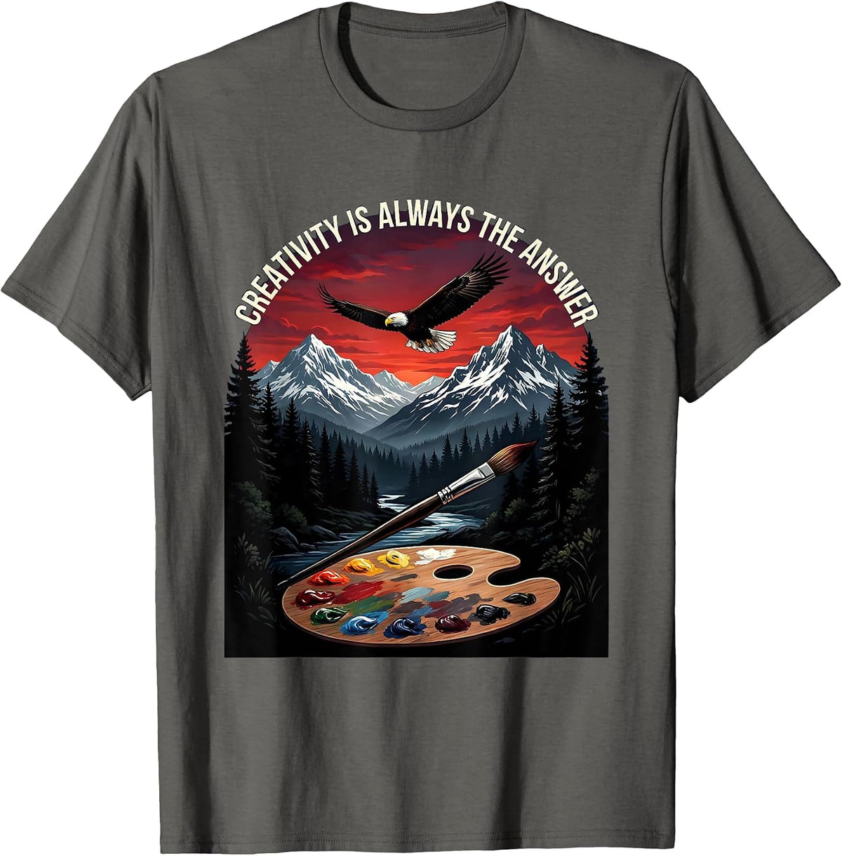 Men's Creativity Is Always The Answer Art Teacher Design T-Shirt - Asphalt Grey