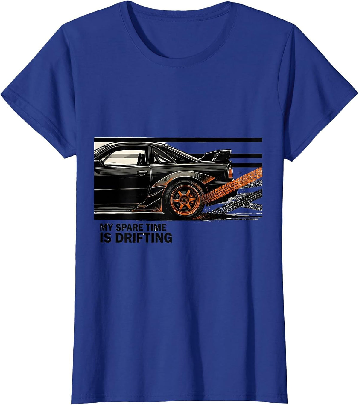 Women's My Spare Time Is Drifting Funny Car Enthusiast Car Lover T-Shirt - Royal Blue