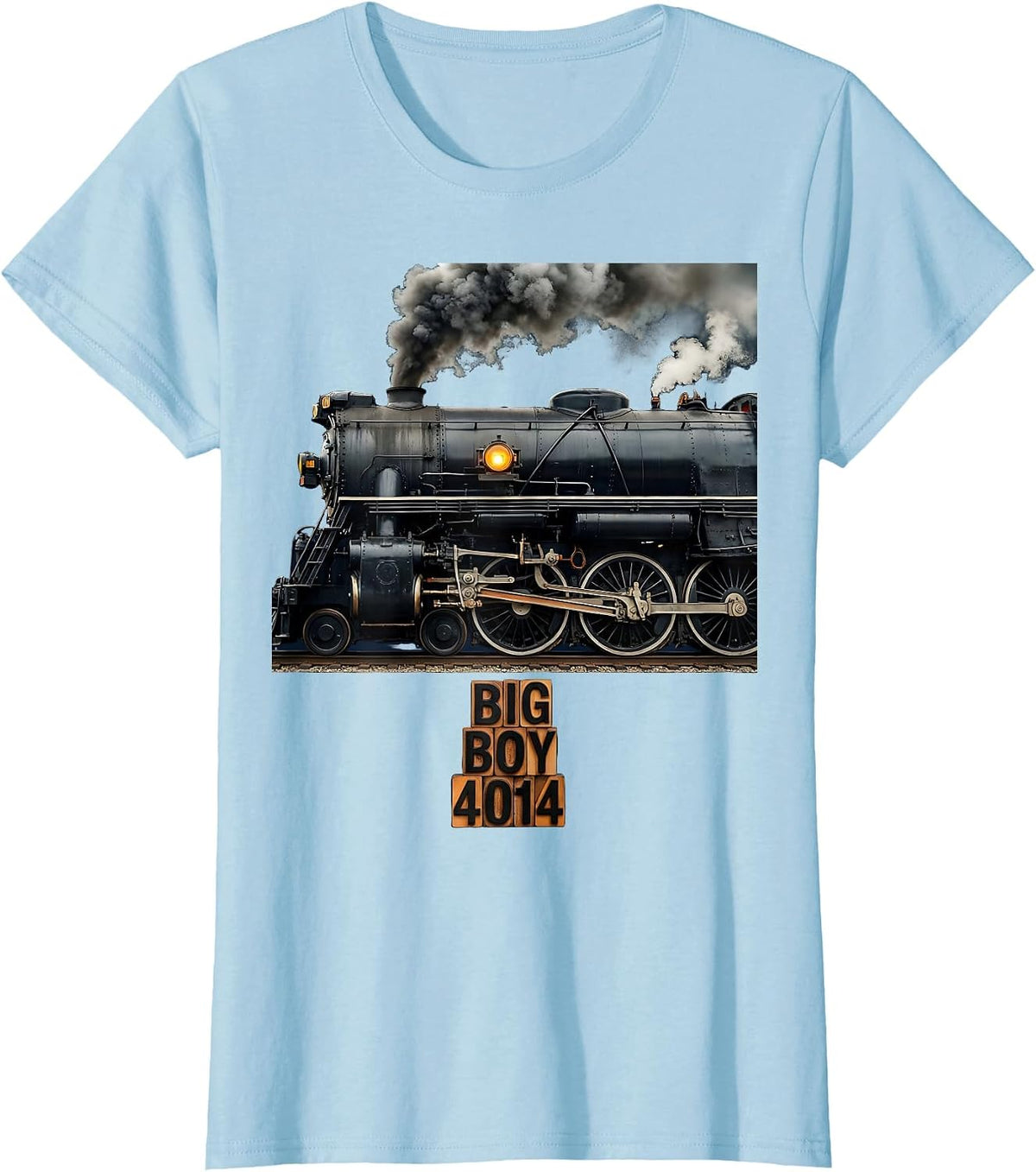 Big Boy 4014 Steam Locomotive Railroad Vintage T-Shirt - Baby Blue