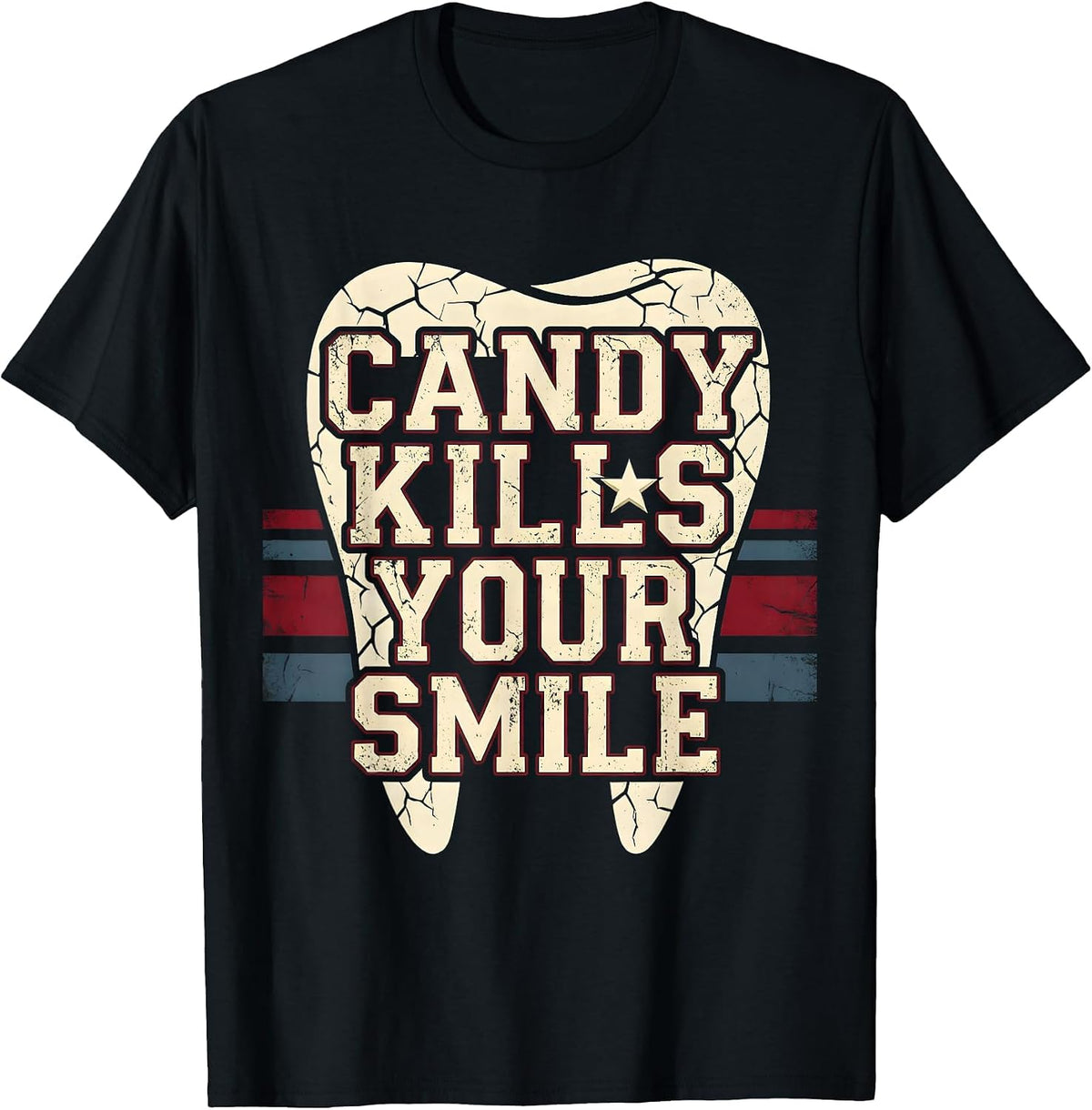 Men's Candy Kills Your Smile Dental Halloween Design T-Shirt - Black