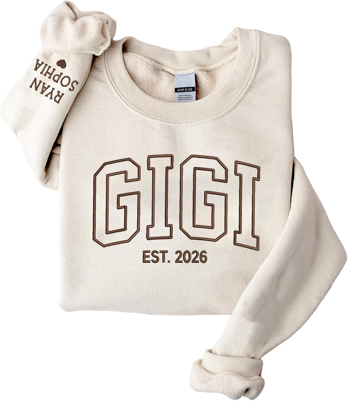 NAZENTI Personalized Embroidered Grandma Sweatshirt with Kids Name On Sleeve, Mom Gifts for Mothers Day Christmas Birthday -