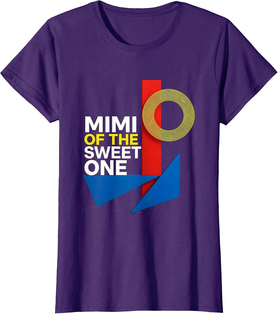 Women's Mimi Of The Sweet One Bauhaus Modernist First Birthday T-Shirt - Purple