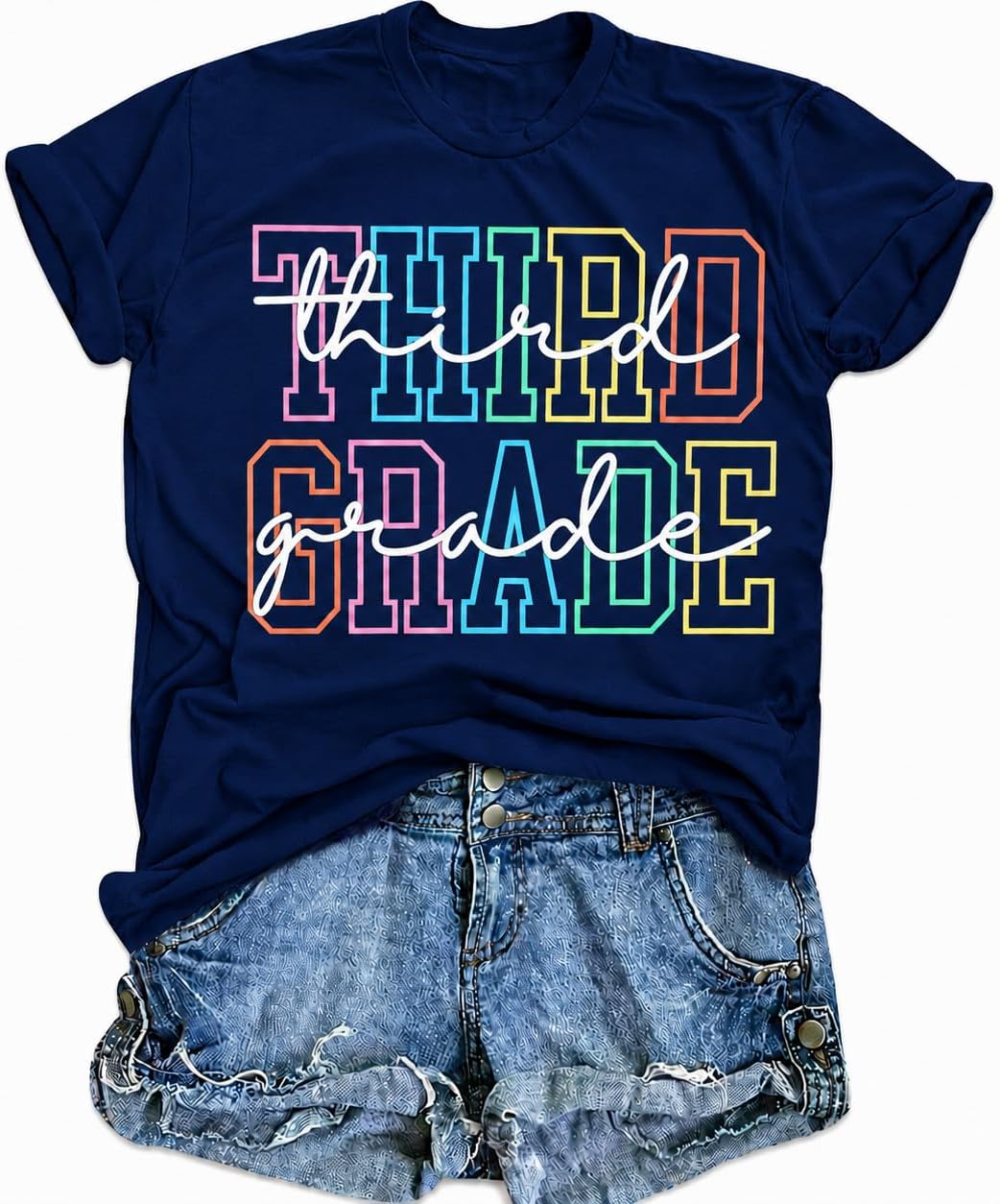 Kindergarten Teacher Shirts for Women Kindergarten Crew T Shirt First Day of School First Third Grade Teacher Tee Top - Blue