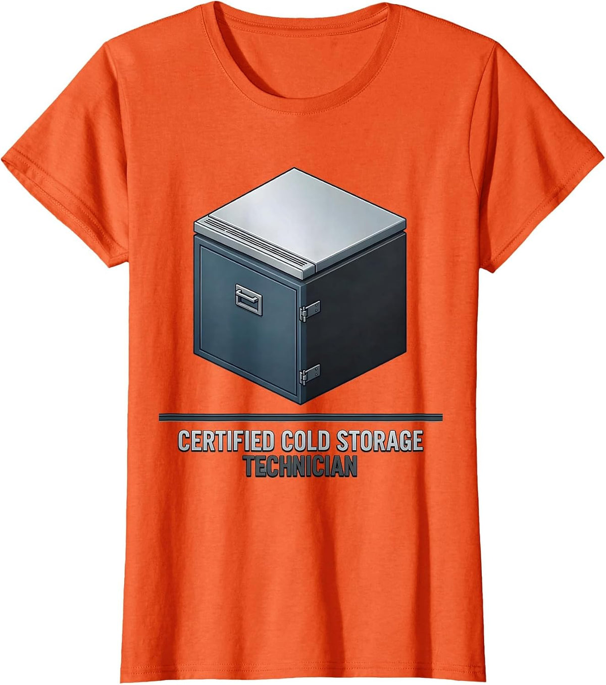 Certified Cold Storage Technician Dark Humor Mortician Gift T-Shirt - Orange