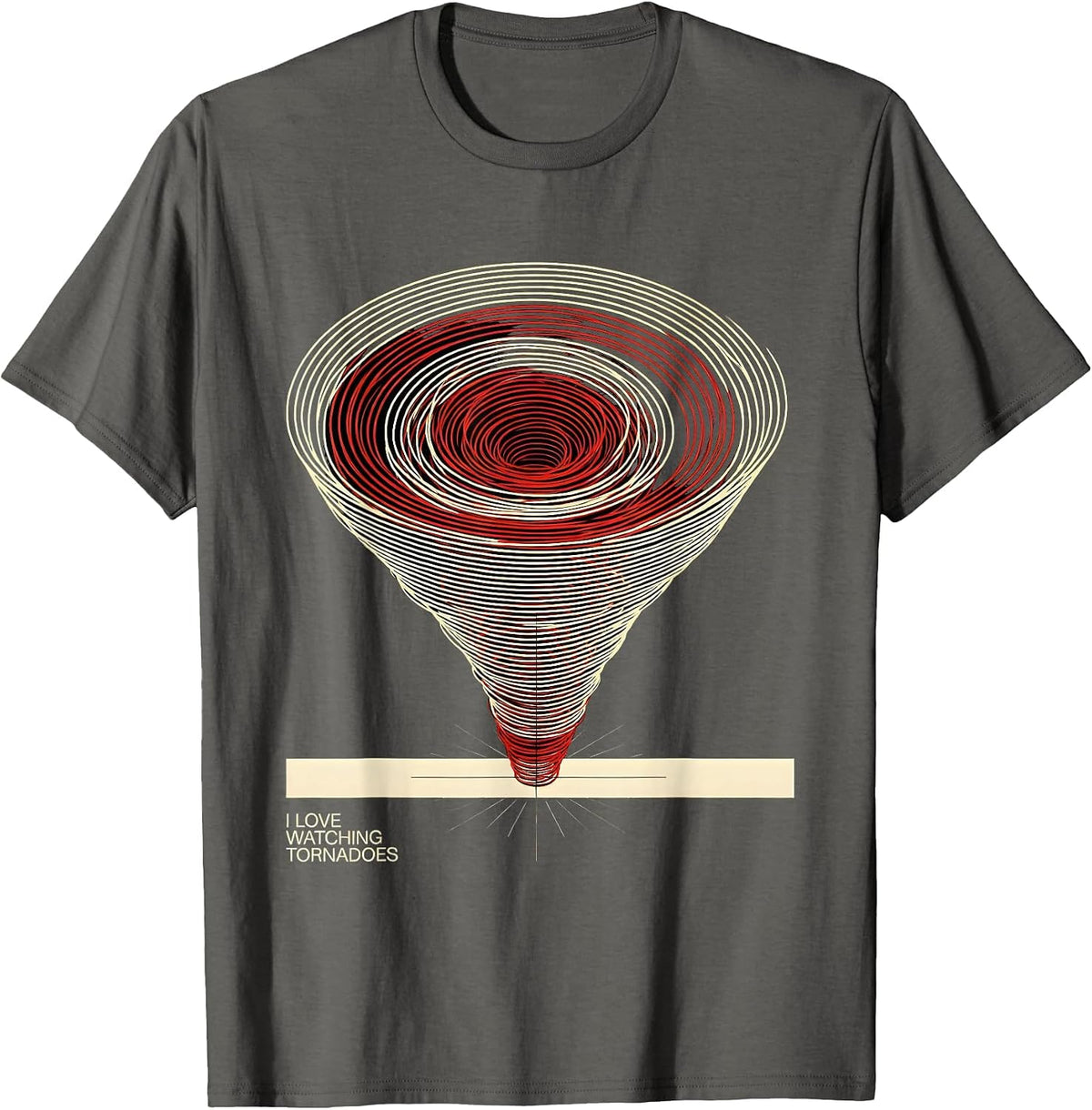 I Love Watching Tornadoes Geometric Storm Chaser Enthusiast T-Shirt - Asphalt Grey