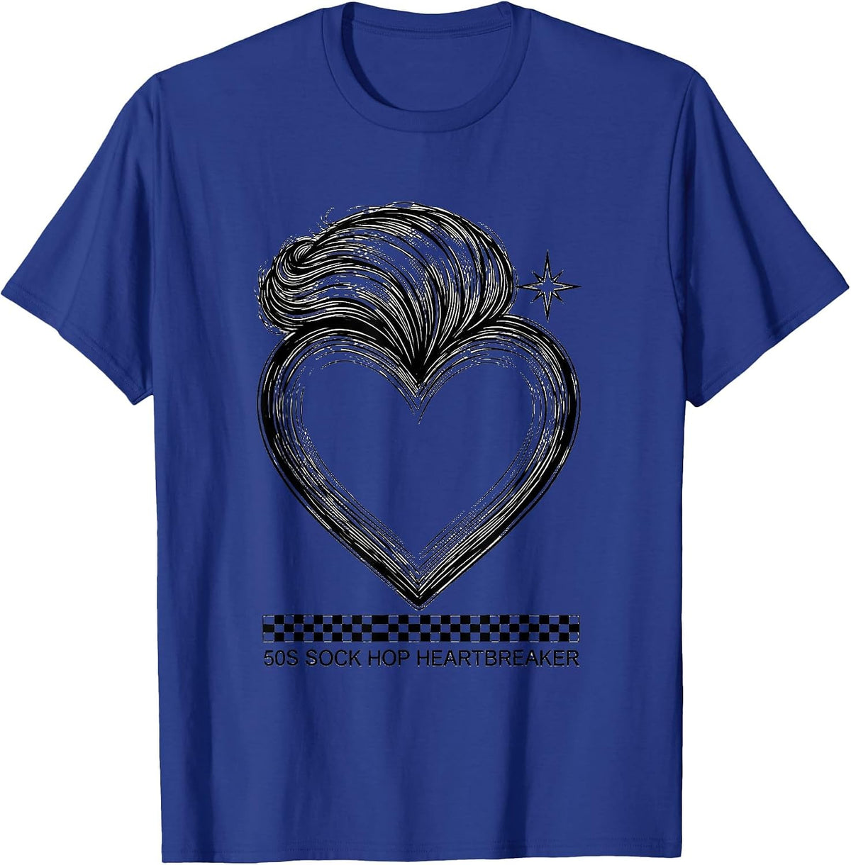50s Sock Hop Heartbreaker Retro Vintage Rockabilly Greaser T-Shirt - Royal Blue