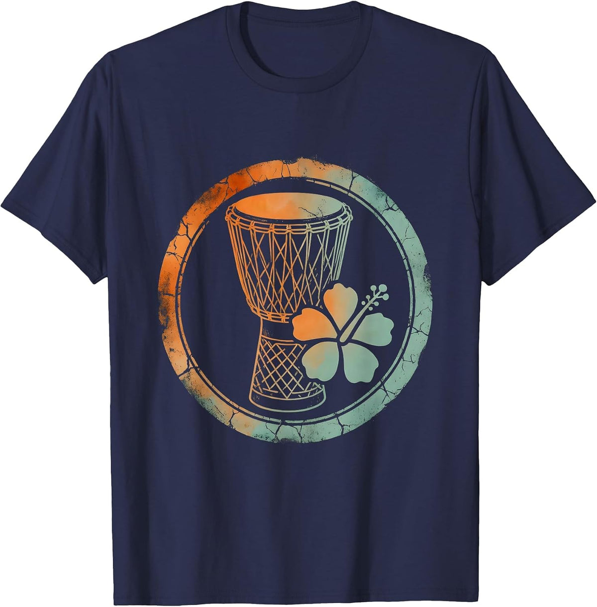 Men's Dominican Republic Gagá Drum Illustration T-Shirt - Navy Blue