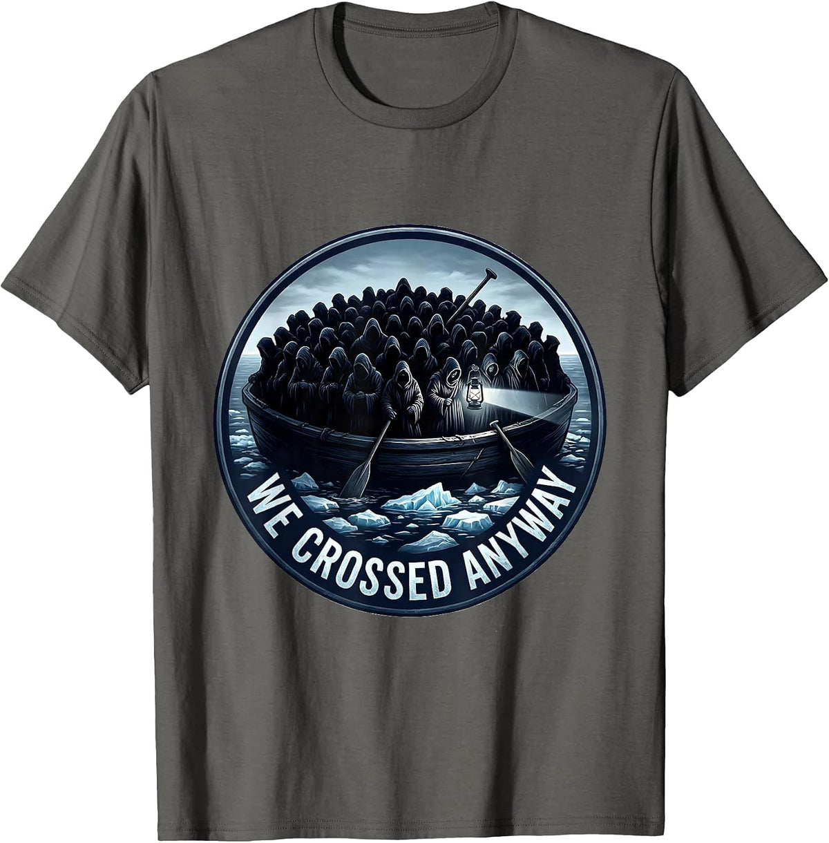 Men's We Crossed Anyway Historical Humor Revolutionary War T-Shirt - Asphalt Grey