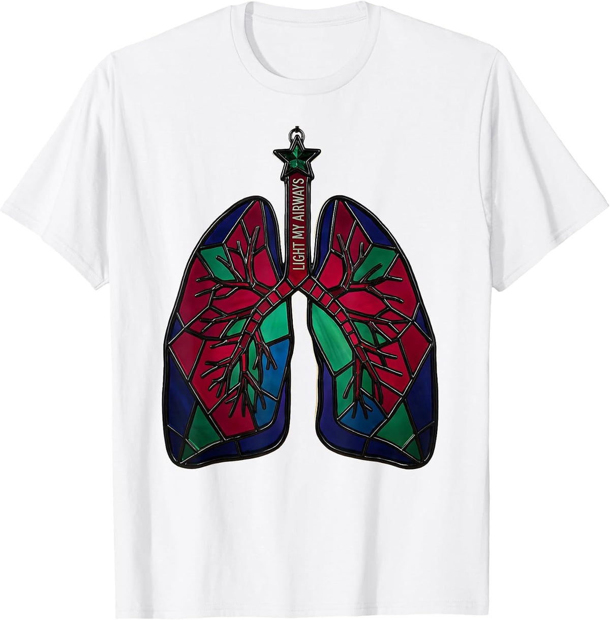 Men's Light My Airways Stained Glass Mosaic Respiratory Therapist T-Shirt - White