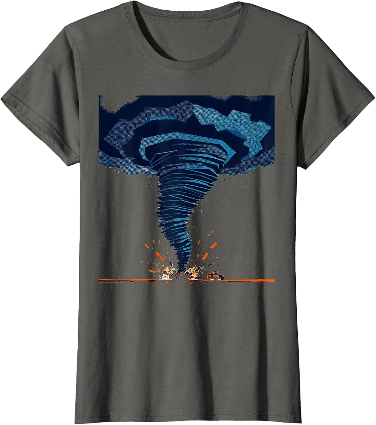 Women's Tornado Funnel Storm Chaser Meteorology Enthusiast Humor T-Shirt - Asphalt Grey