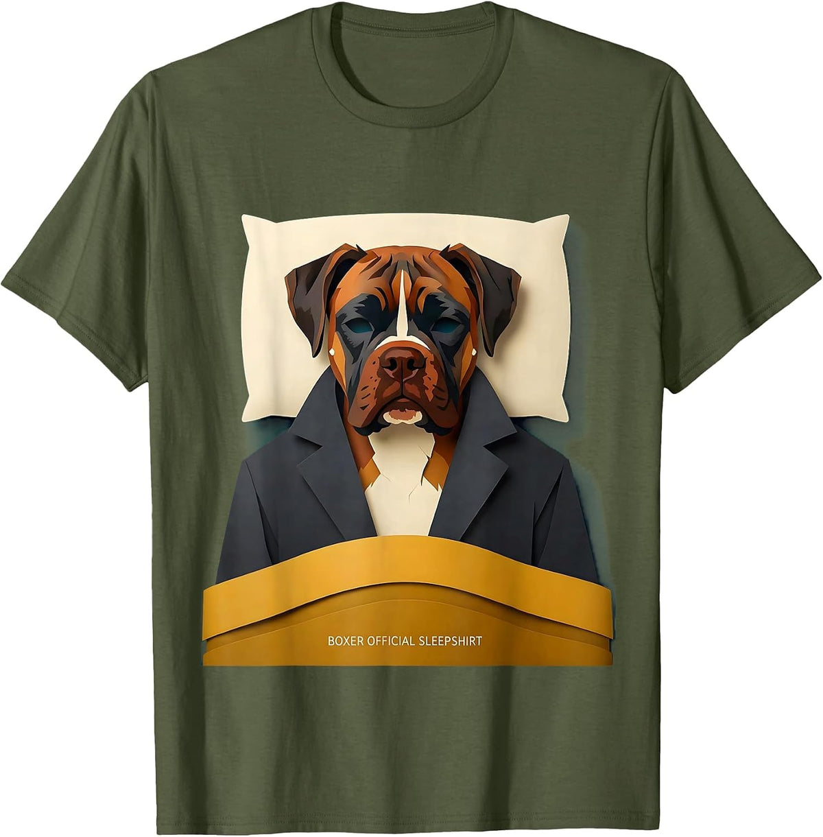 Boxer Official Sleepshirt Dog Breed Pajama Nightgown T-Shirt - Olive Green