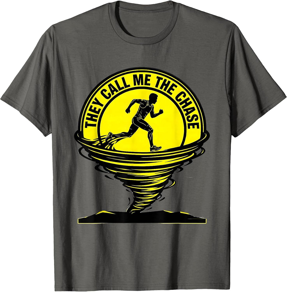 Men's They Call Me The Chase Stencil Graphic Storm Chaser T-Shirt - Asphalt Grey