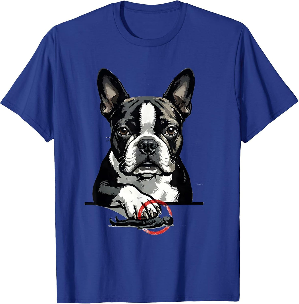 Boston Terrier Oversized Editorial Breed Humor Gift T-Shirt - Royal Blue