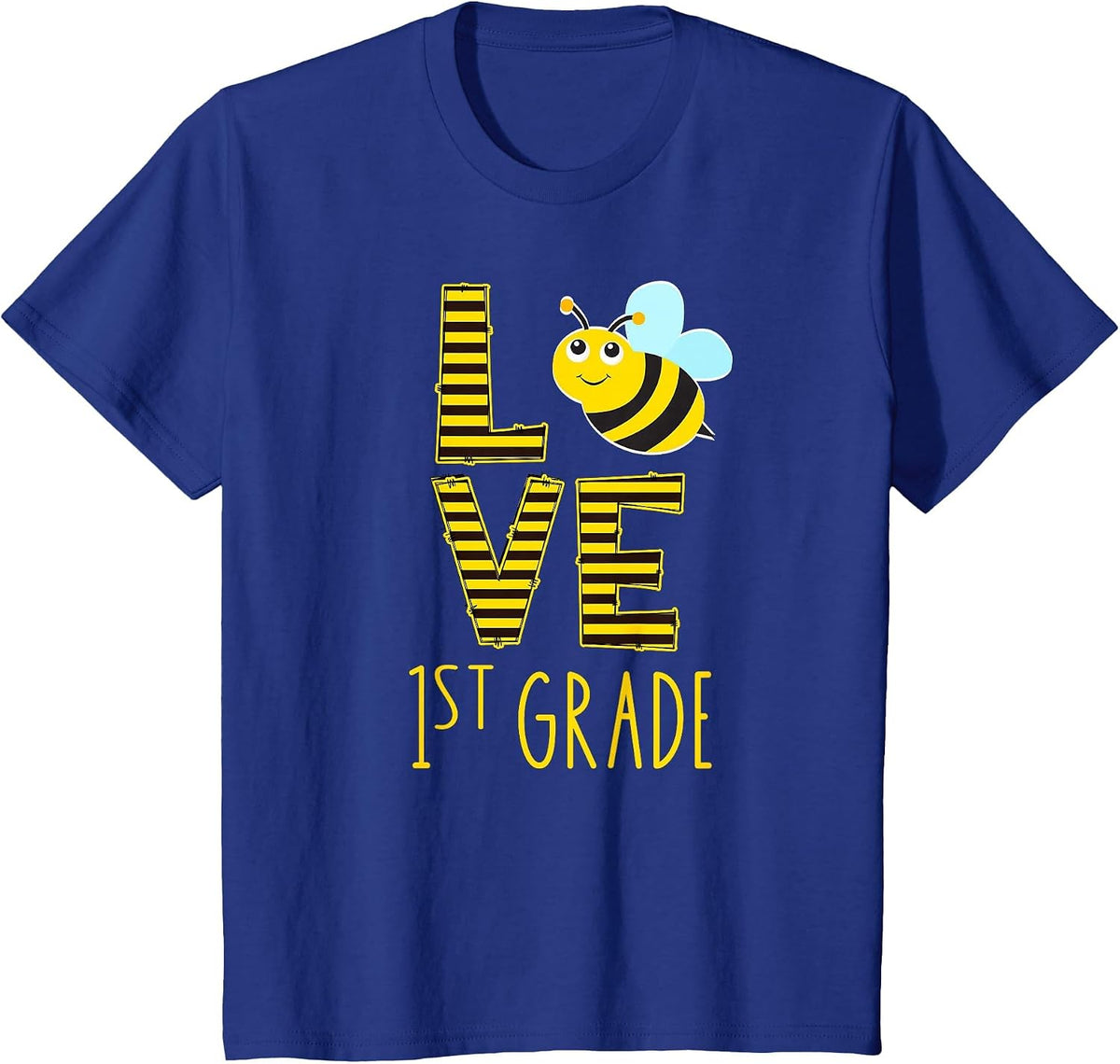 Love 1st Grade Back to School Yellow Bee 1st Grade Teacher T-Shirt - Royal Blue