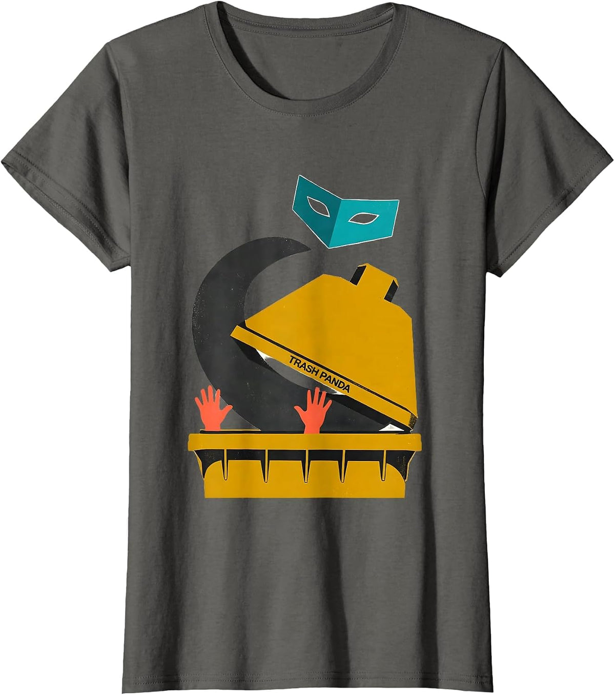 Women's Trash Panda Midcentury Modern Raccoon Meme Humor T-Shirt - Asphalt Grey