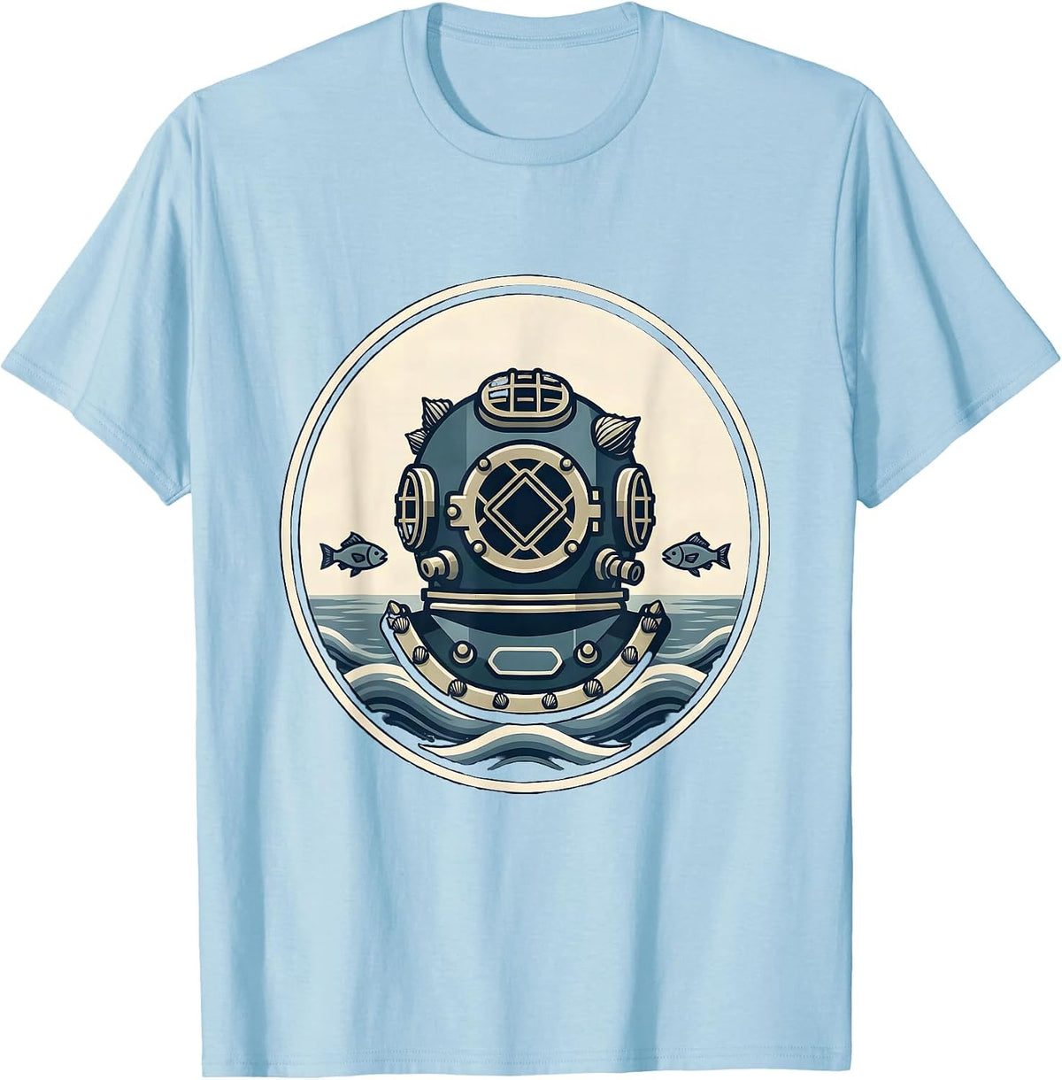 Men's Barnacle Diving Helmet Nautical Ocean Art T-Shirt - Baby Blue