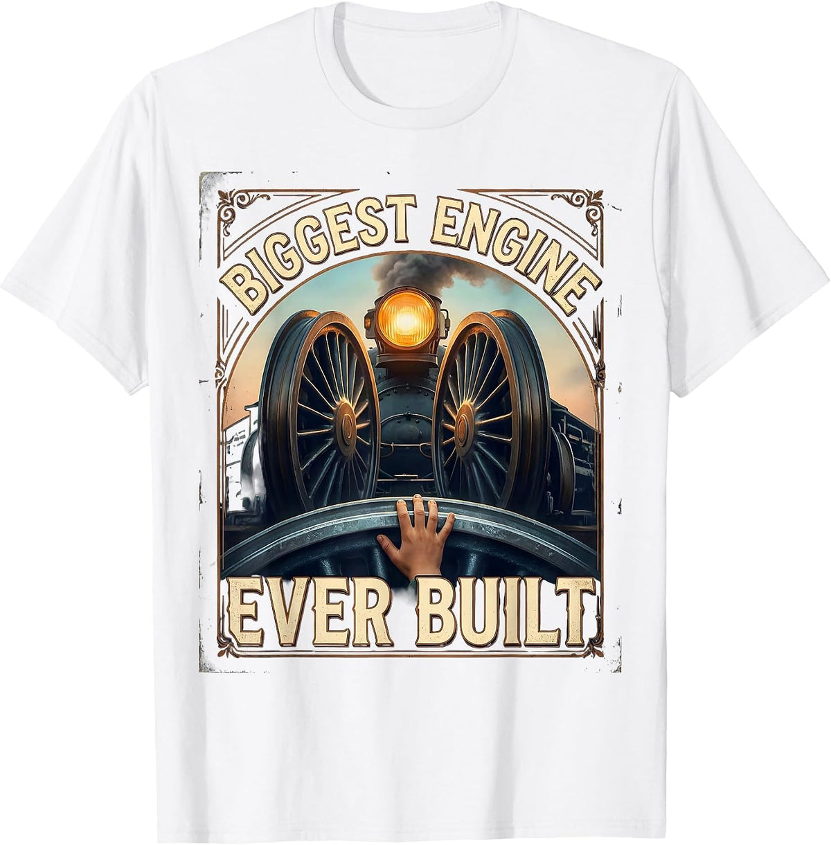 Men's Biggest Engine Ever Built Vintage Steam Locomotive Train T-Shirt - White