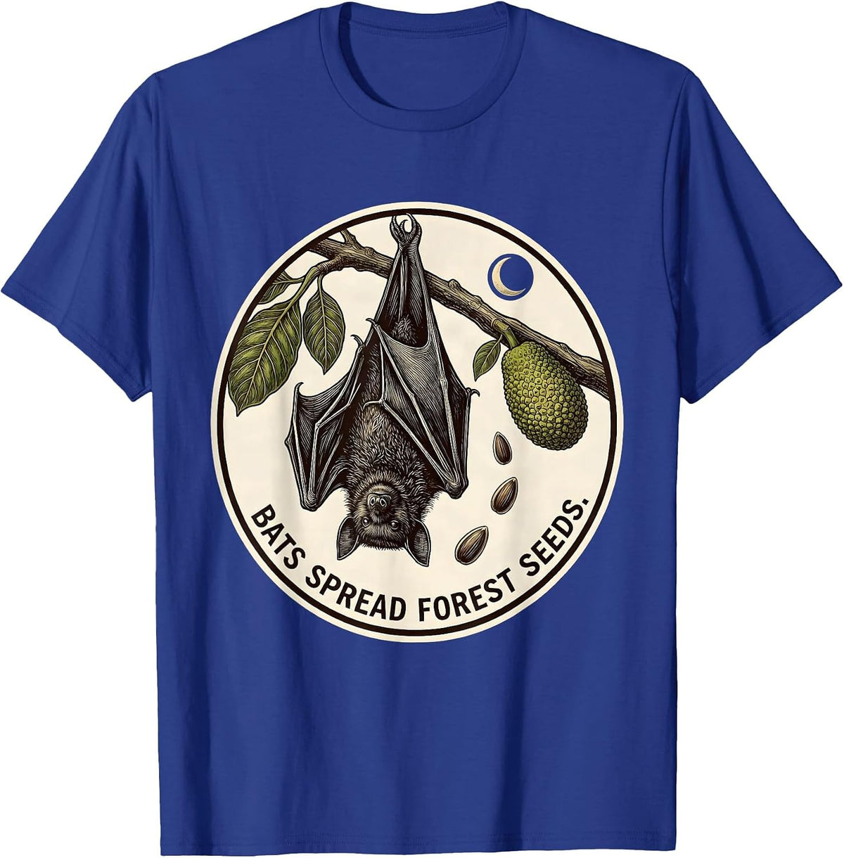 Men's Bats Spread Forest Seeds Botanical Bat Lover Halloween T-Shirt - Royal Blue