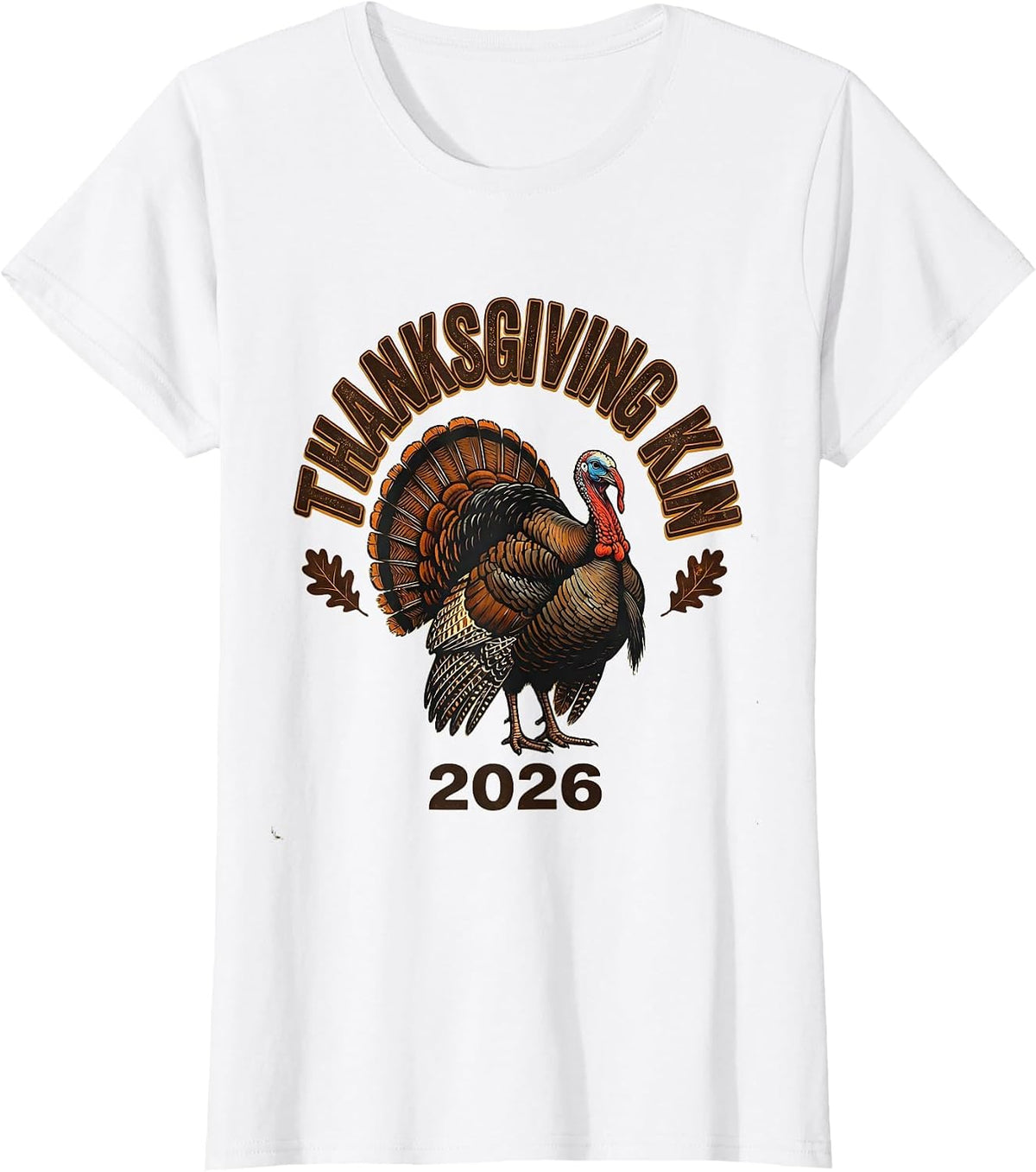 Thanksgiving Kin 2026 Vintage Family Crew Matching Turkey T-Shirt - White