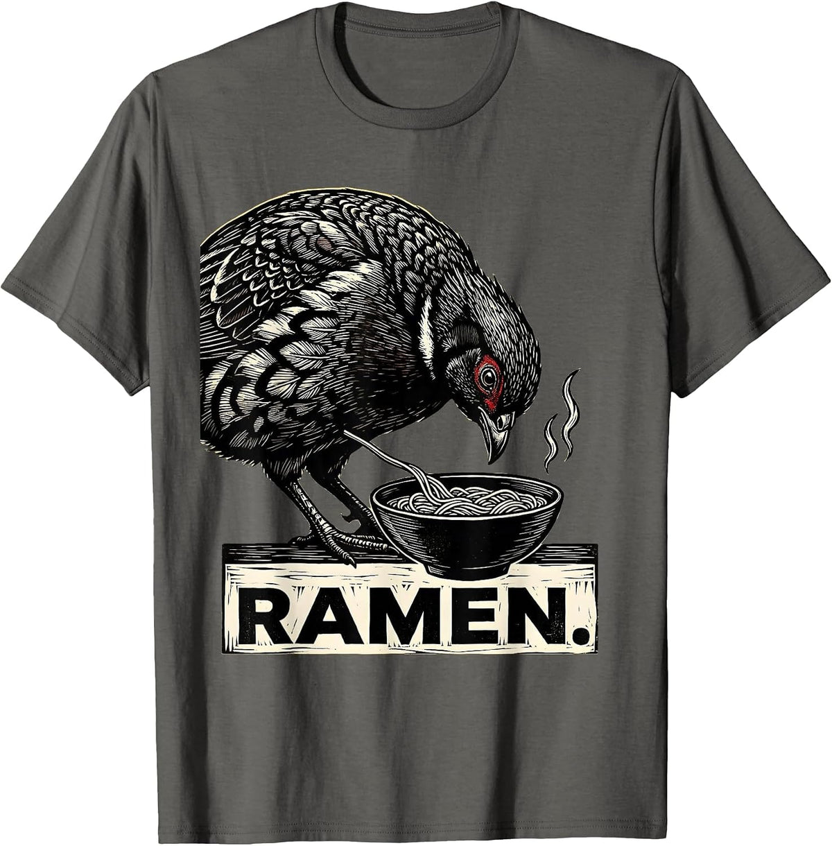 Men's Ramen Japanese Quail Kawaii Anime Animal Food Lover T-Shirt - Asphalt Grey
