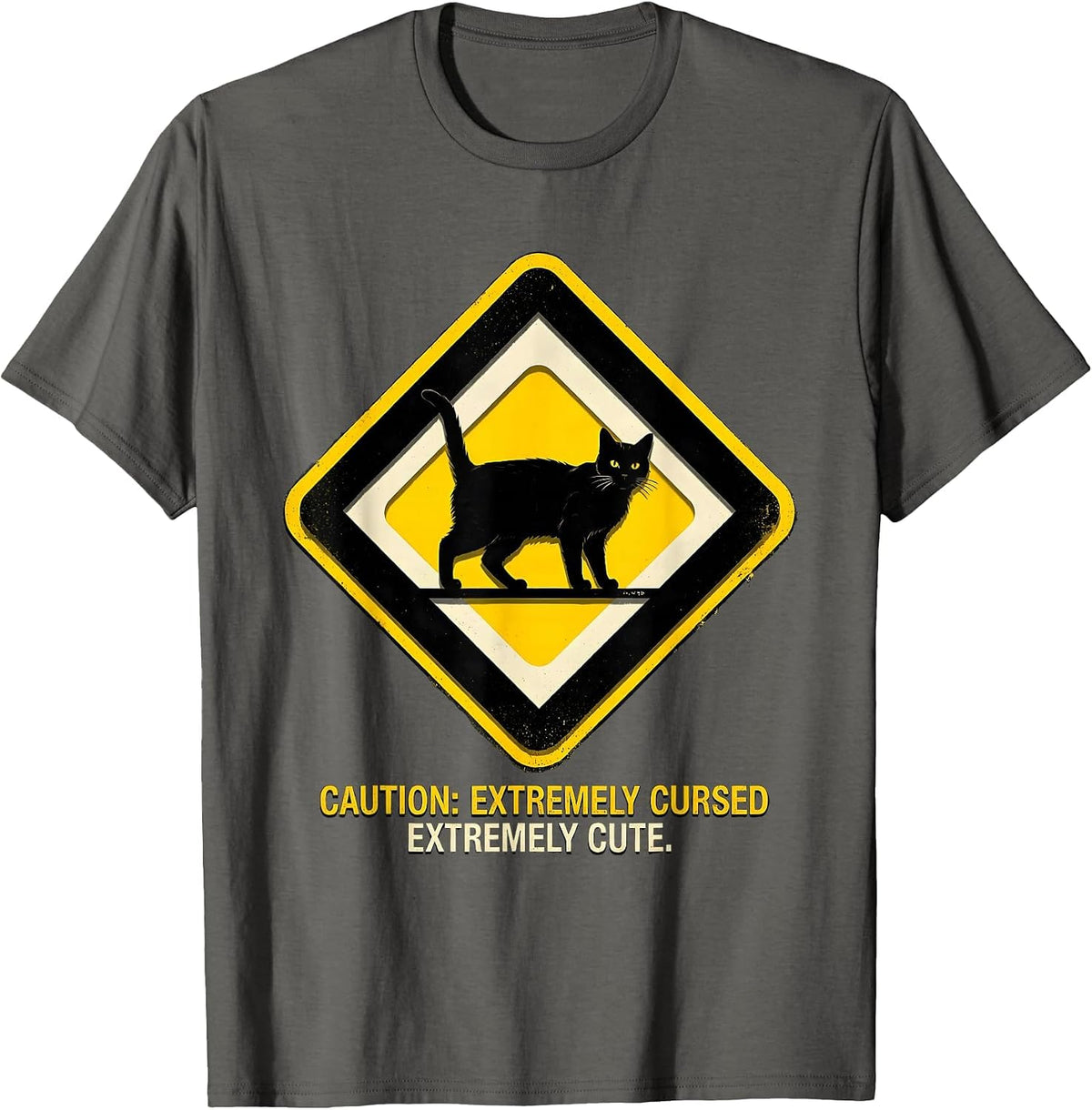 Caution: Extremely Cursed. Extremely Cute Pastel Goth T-Shirt - Asphalt Grey