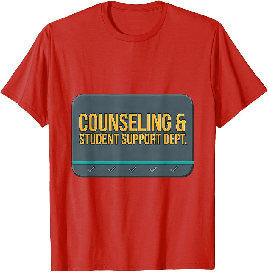Men's Counseling & Student Support Dept Funny School Counselor T-Shirt - Red