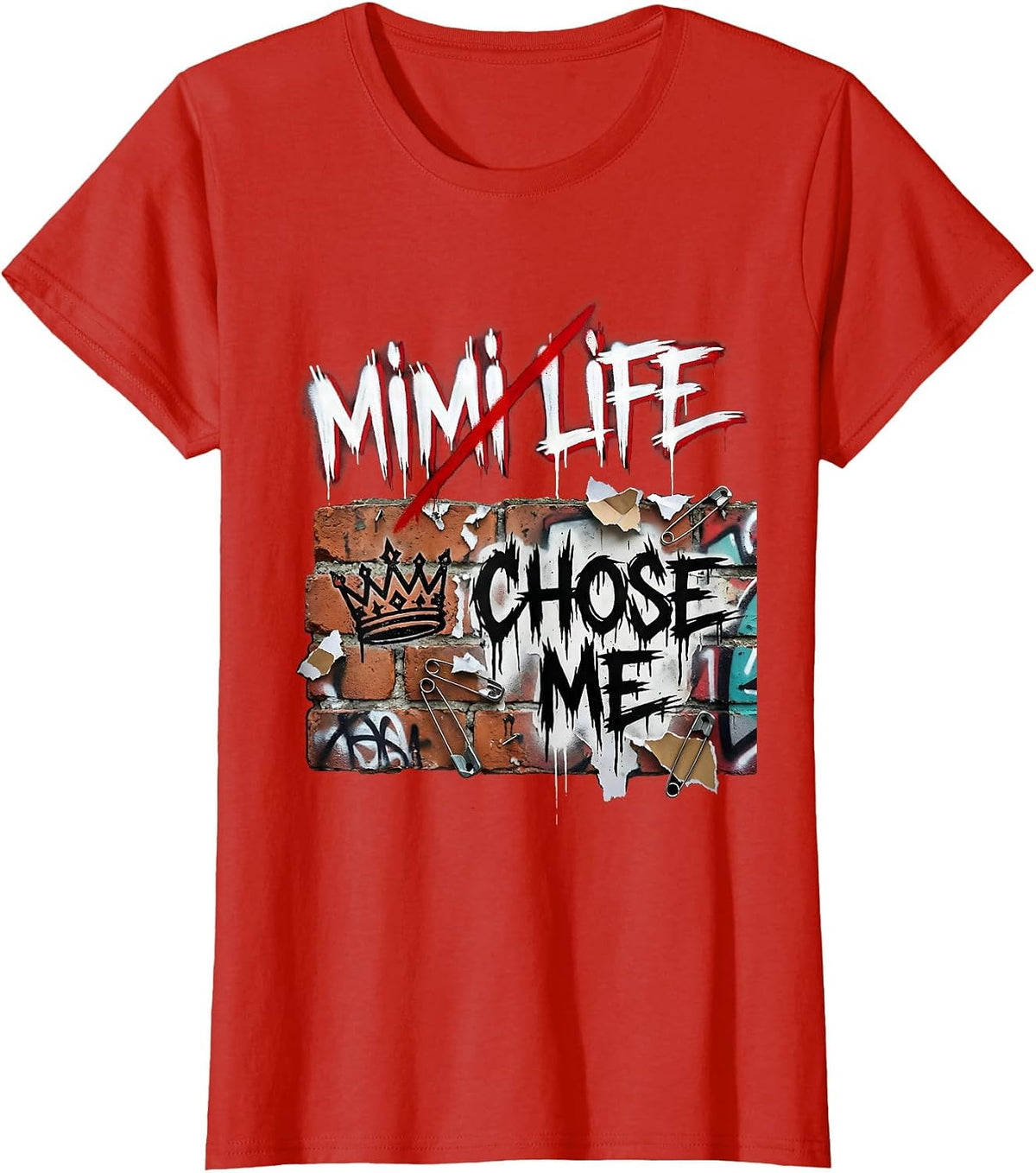 Mimi Life Chose Me Grandma Design T-Shirt - Red