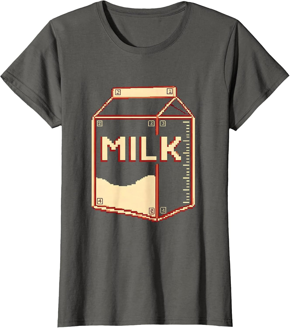 Women's MILK Pixel Art Halloween Costume Shirt Party Gag Gift T-Shirt - Asphalt Grey