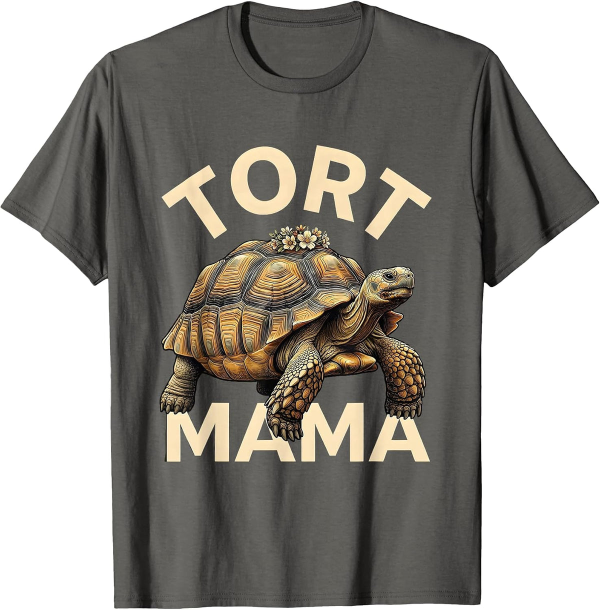 Men's Tort Mama Funny Sulcata Tortoise Pet Mom Reptile Lover T-Shirt - Asphalt Grey