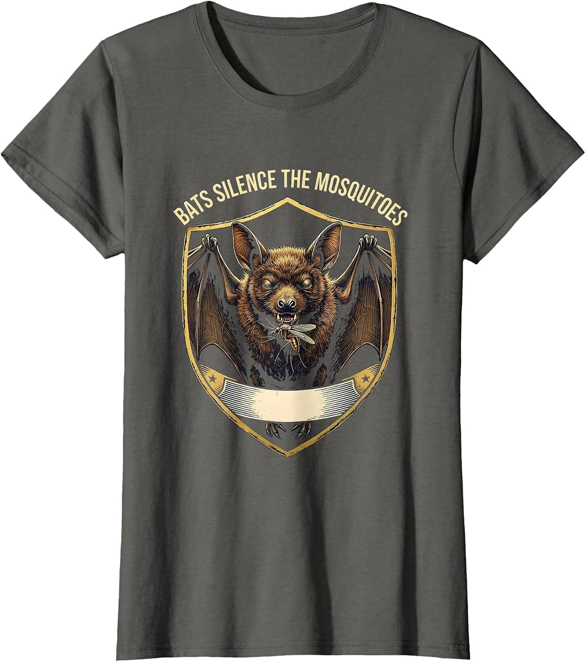 Women's Bats Silence The Mosquitoes Funny Bat Lover Halloween Nature T-Shirt - Asphalt Grey