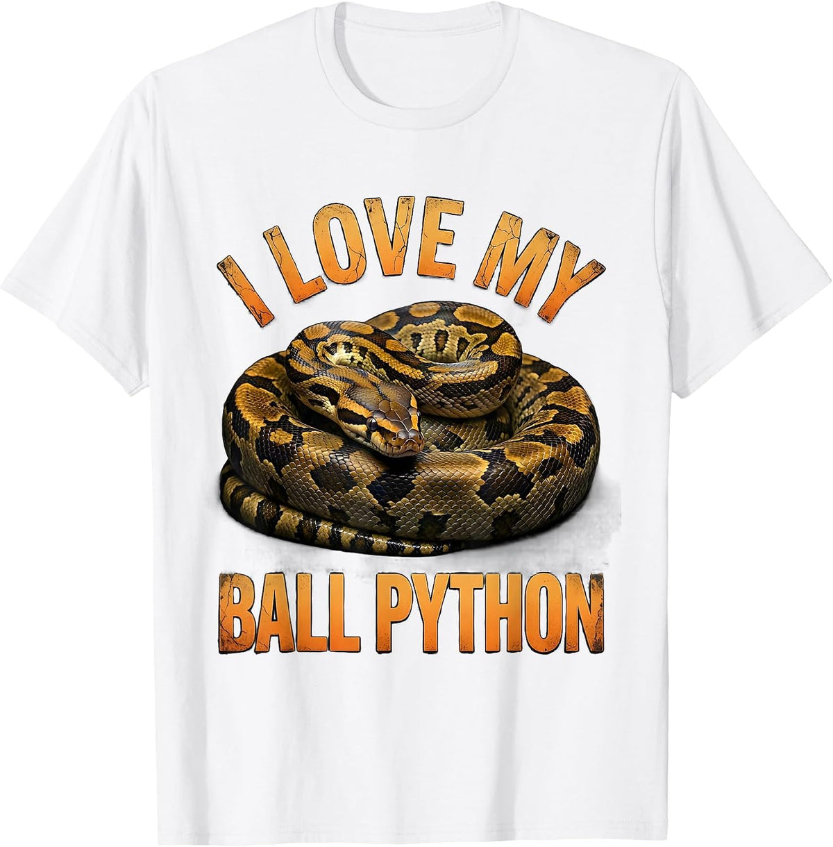 Men's I Love My Ball Python Distressed Funny Reptile Lover Gift T-Shirt - White
