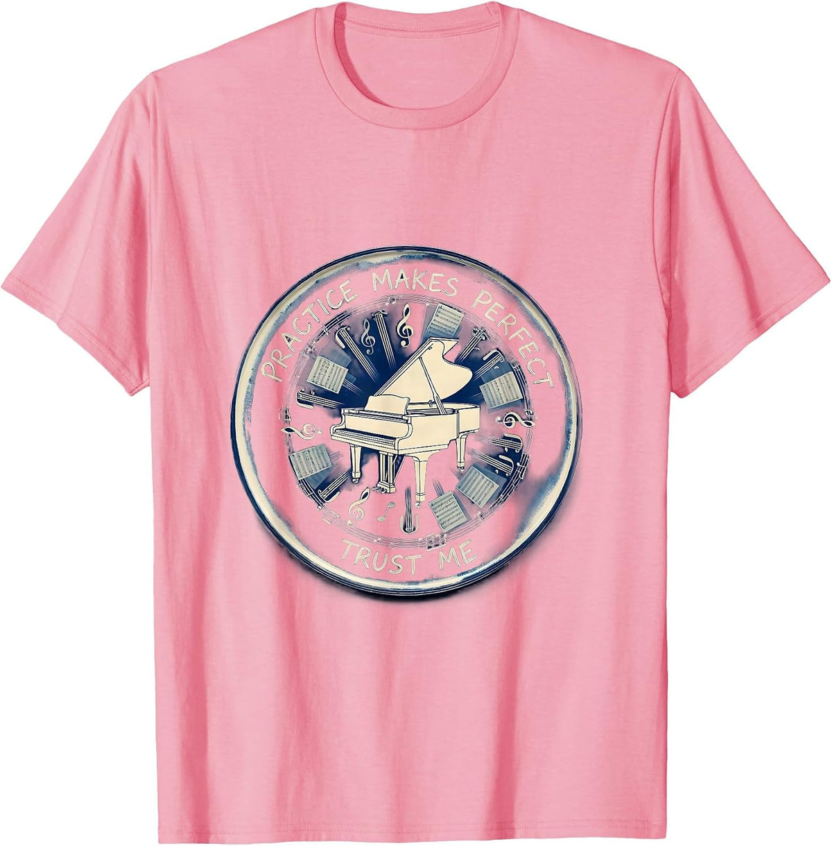Men's Practice Makes Perfect Music Teacher Design T-Shirt - Pink