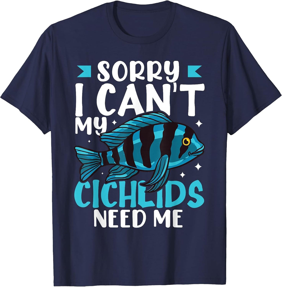 Cichlid Fish Funny Animals African Aquarium T-Shirt - Navy Blue