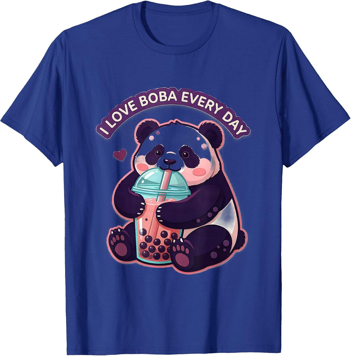 Men's I Love Boba Every Day Cute Kawaii Panda Anime Boba Tea Lover T-Shirt - Royal Blue