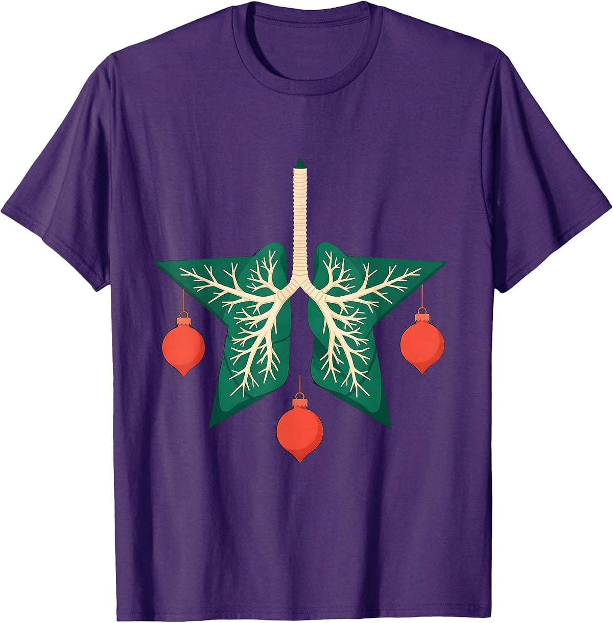 Lung Star Respiratory Therapist Christmas Humor T-Shirt - Purple