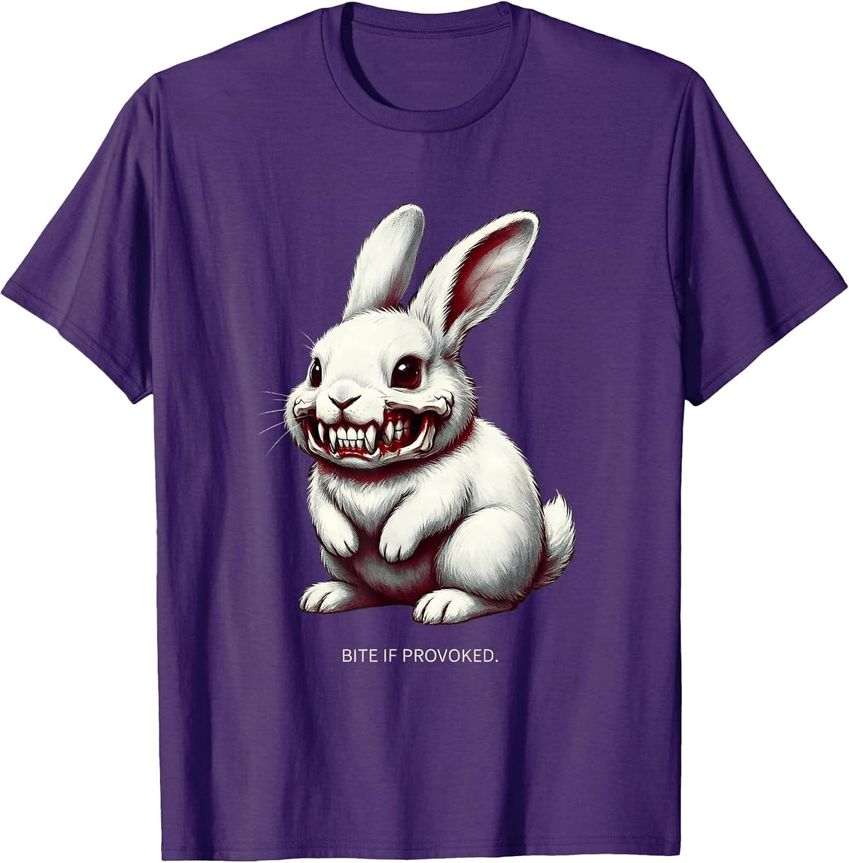 Bite If Provoked Horror Alt Goth Bunny Spooky Season T-Shirt - Purple