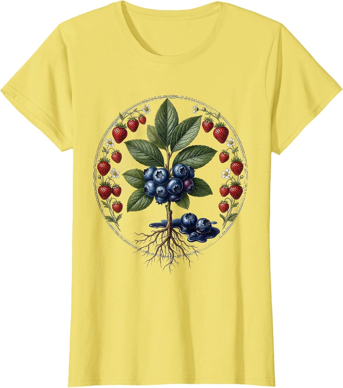 Patriotic Boxer Blueberry Stained Gloves Illustration T-Shirt - Lemon Yellow