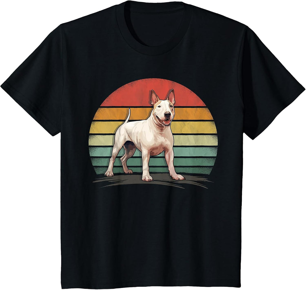 Bull Terrier Dog Retro Style Distressed Vintage Bull Terrier T-Shirt - Black