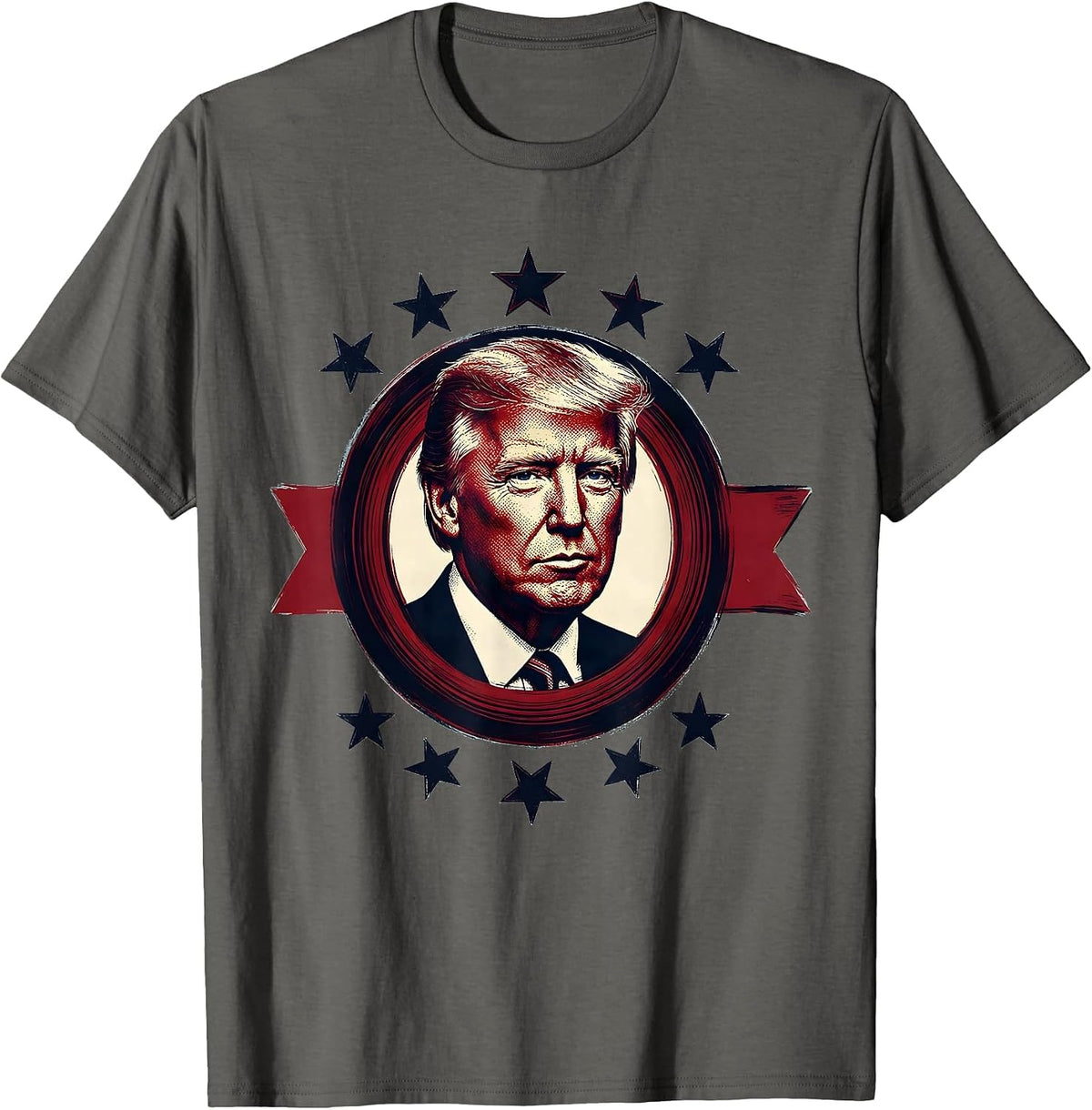 Men's Presidential Portrait Retro Political Nostalgia Souvenir T-Shirt - Asphalt Grey
