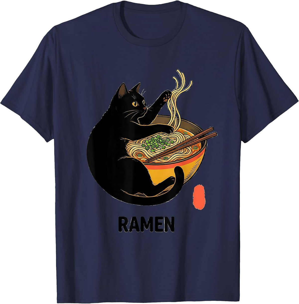 Men's RAMEN Bold Kawaii Anime Cat Ramen Lover Gift T-Shirt - Navy Blue