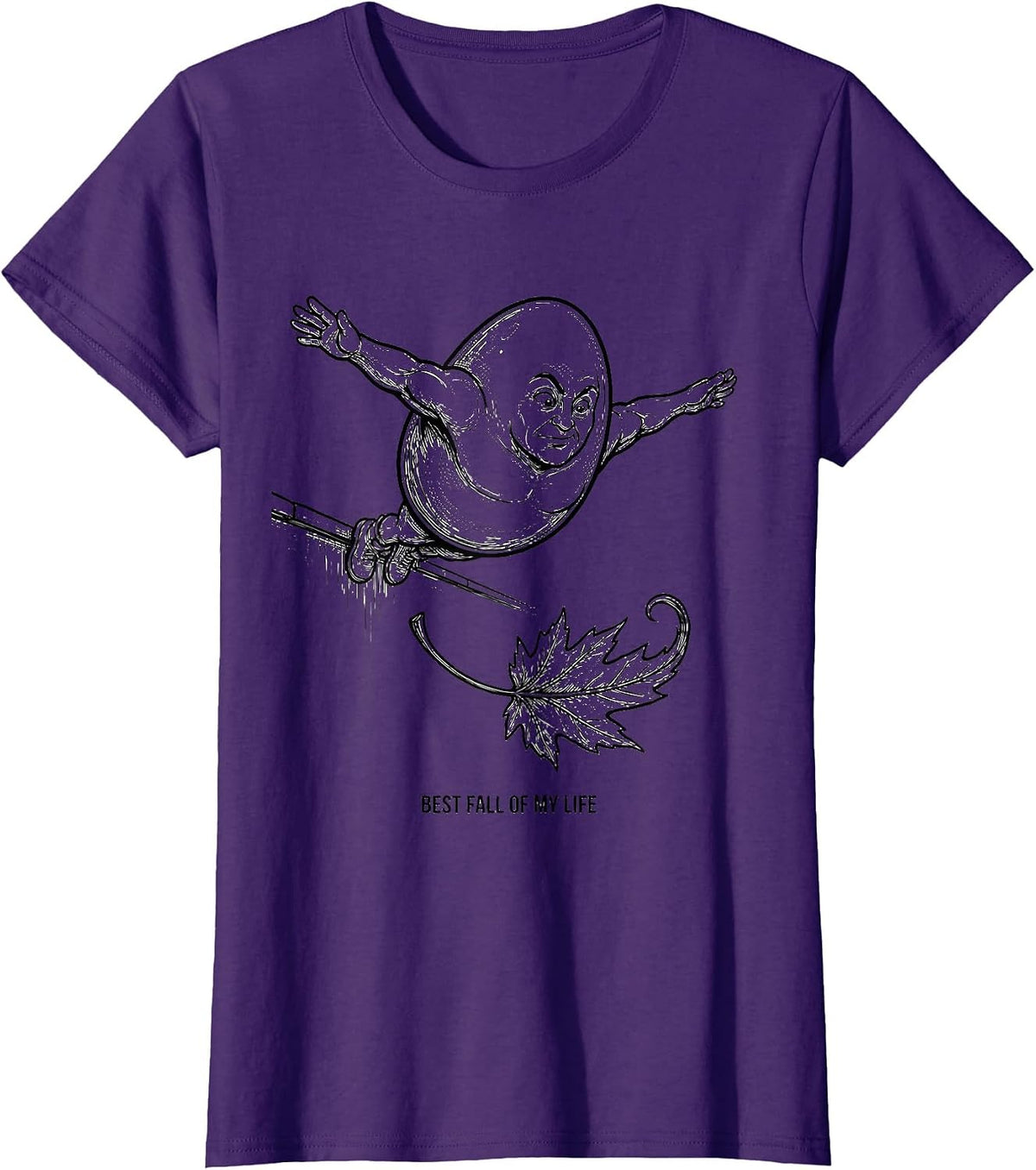 Women's Best Fall Of My Life Funny Humpty Dumpty Autumn Seasonal T-Shirt - Purple